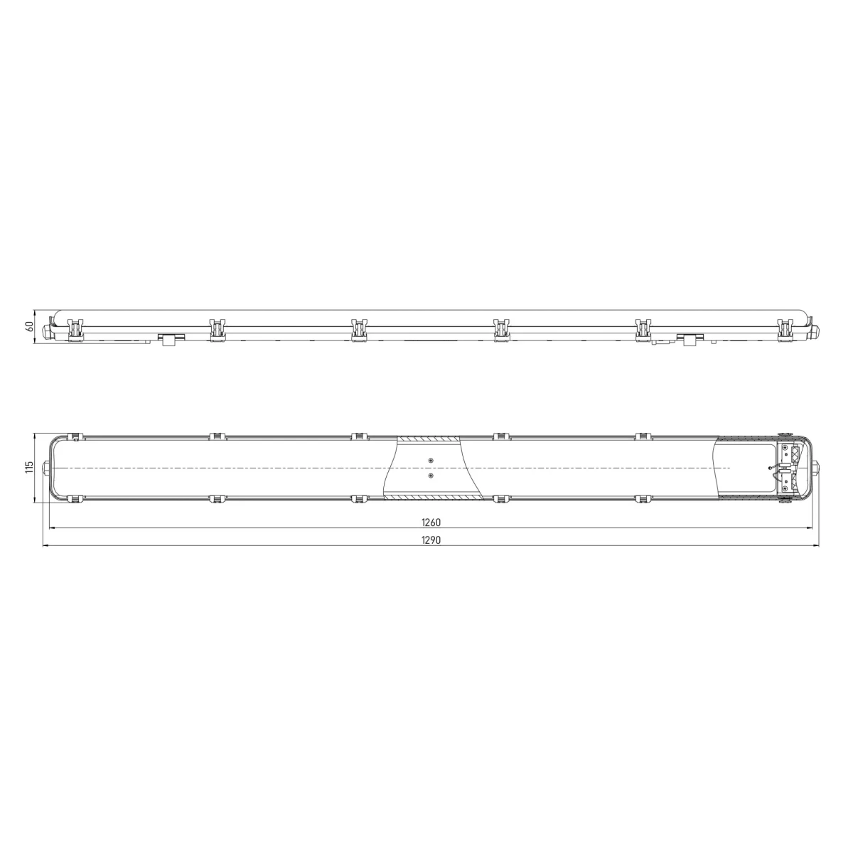 Светильник светодиодный под 2 лампы T8 G13 LED 2x1200 транзитный 10шт в линию SPP-103-0-002-120 IP65 Светильник светодиодный под 2 лампы T8 G13 LED 2x1200 транзитный 10шт в линию SPP-103-0-002-120 IP65