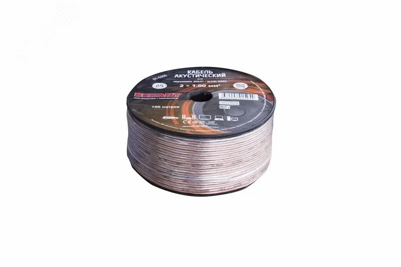 Кабель акустический 2х1.00 кв.мм, прозрачный SILICON, 100 м, REXANT Кабель акустический 2х1.00 кв.мм, прозрачный SILICON, 100 м, REXANT