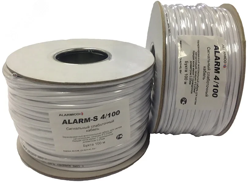 Кабель слаботочный экранированный ALARM 2x0.22 для систем сигнализации (100м) Кабель слаботочный экранированный ALARM 2x0.22 для систем сигнализации (100м)