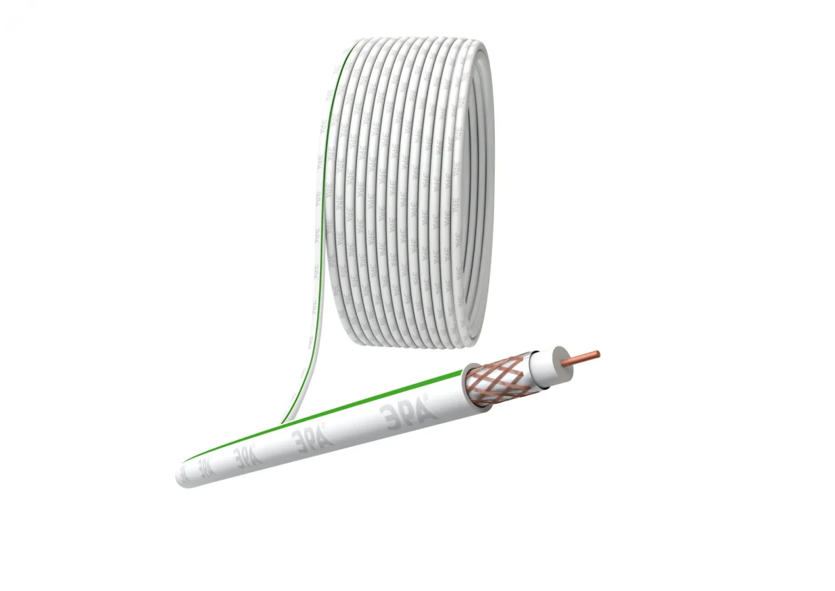 Кабель коаксиальный SAT 703 B 75 Ом Cu/(оплётка Cu 75%) PVC цвет белый 20 м Кабель коаксиальный SAT 703 B 75 Ом Cu/(оплётка Cu 75%) PVC цвет белый 20 м