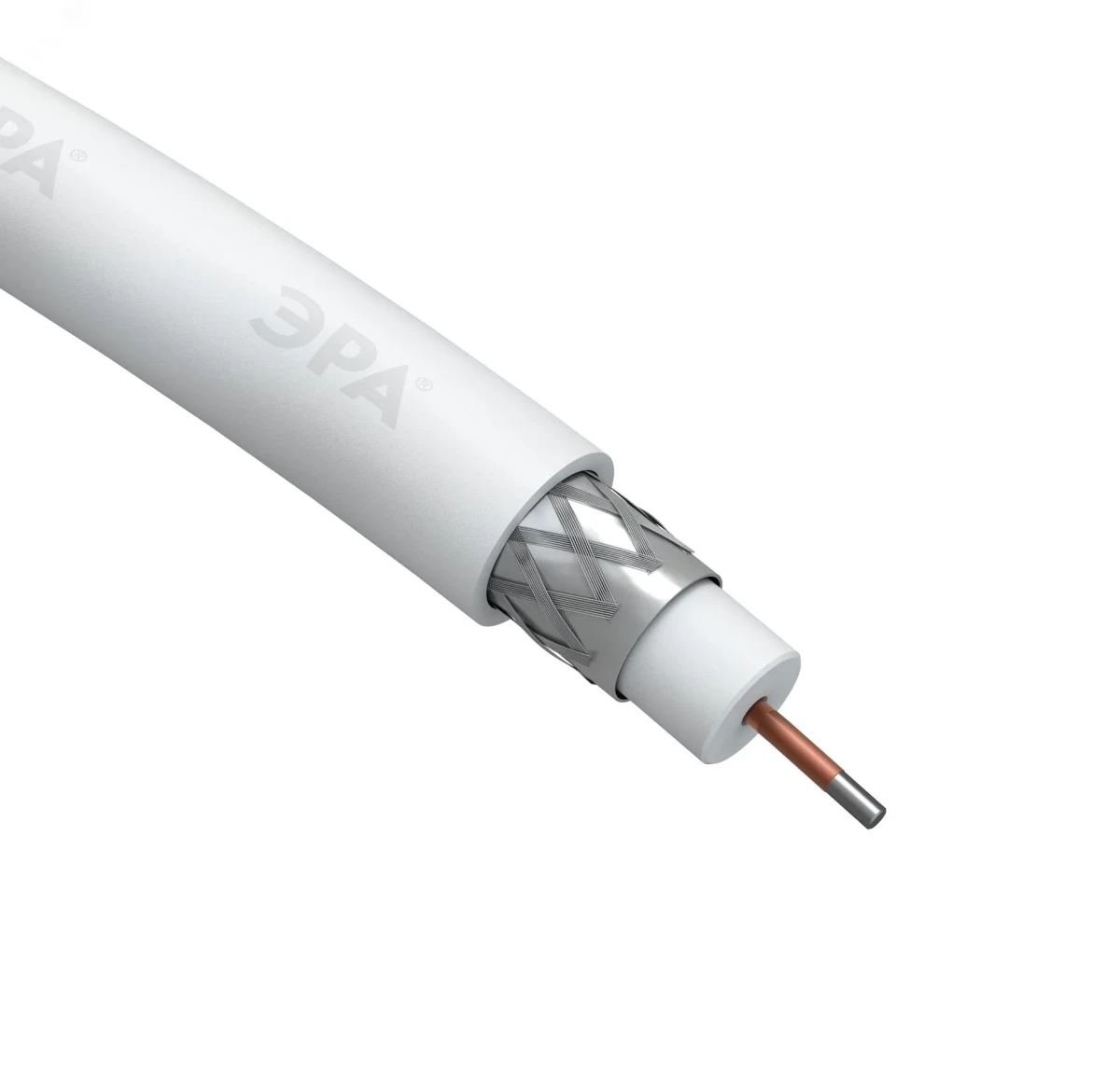 Кабель коаксиальный RG-6U 75 Ом CCS/(оплётка Al 48%) PVC цвет белый 100м SIMPLE Кабель коаксиальный RG-6U 75 Ом CCS/(оплётка Al 48%) PVC цвет белый 100м SIMPLE