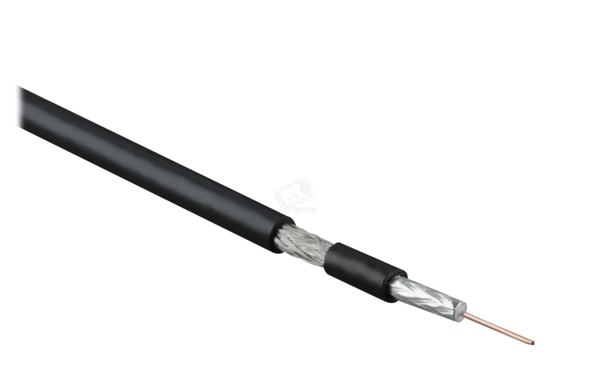 Кабель коаксиальный RG-59 75Ом жила - 20 AWG PVC черный (500м) Кабель коаксиальный RG-59 75Ом жила - 20 AWG PVC черный (500м)