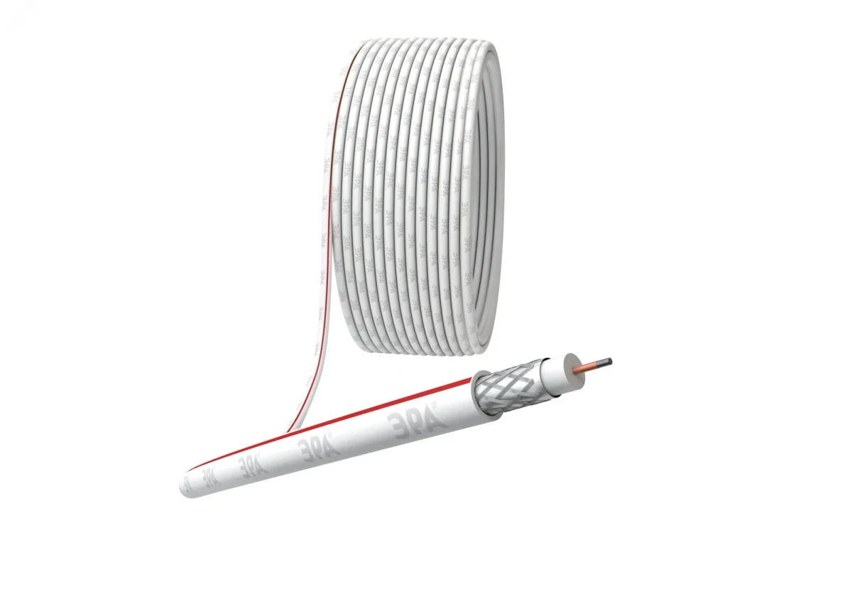 Кабель коаксиальный SAT 50 M75 Ом CCS/(оплётка Al 75%) PVC белый 100м SIMPLE Кабель коаксиальный SAT 50 M75 Ом CCS/(оплётка Al 75%) PVC белый 100м SIMPLE
