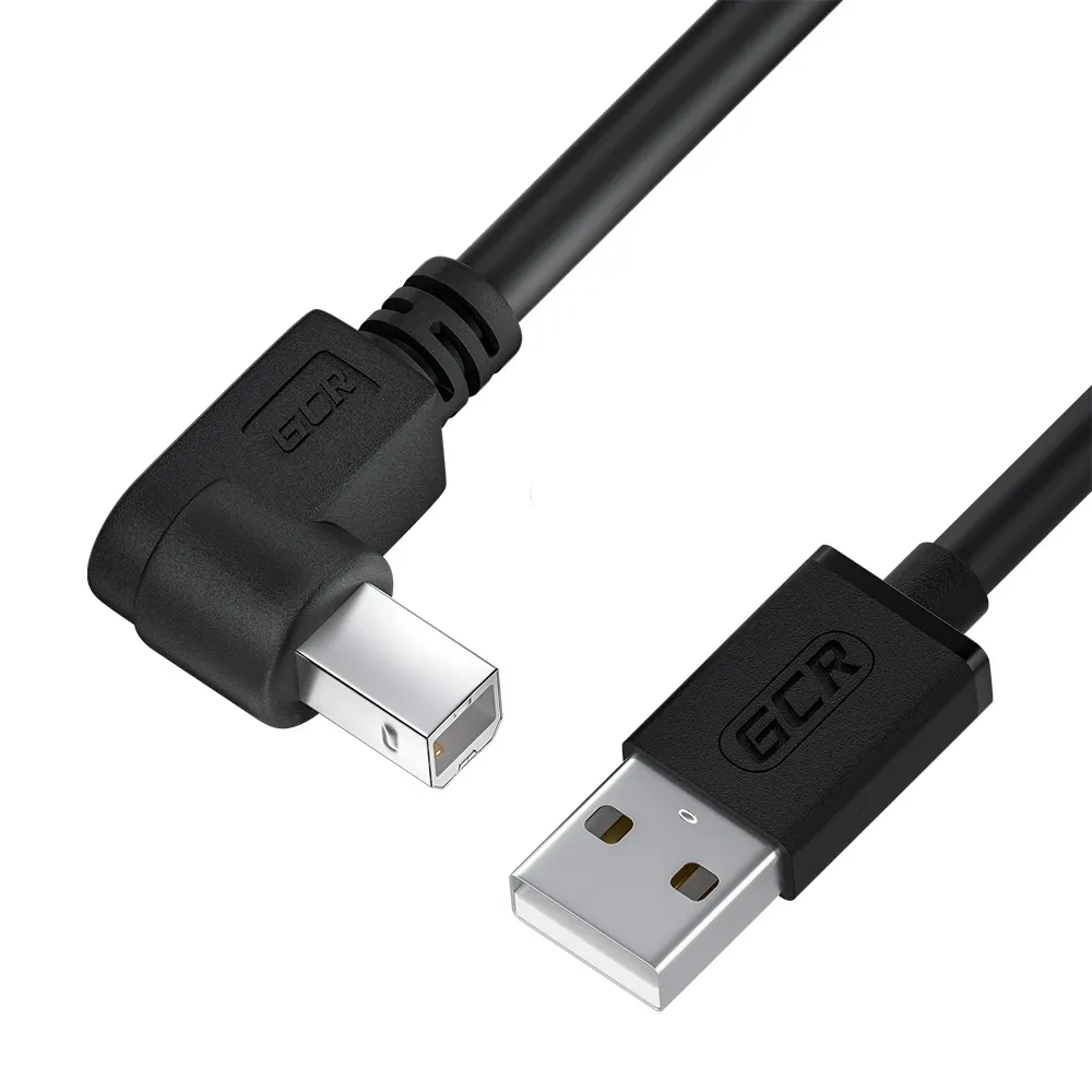 Кабель USB 2.0 AM на BM, 1.5 м., угловой левый, черный Кабель USB 2.0 AM на BM, 1.5 м., угловой левый, черный