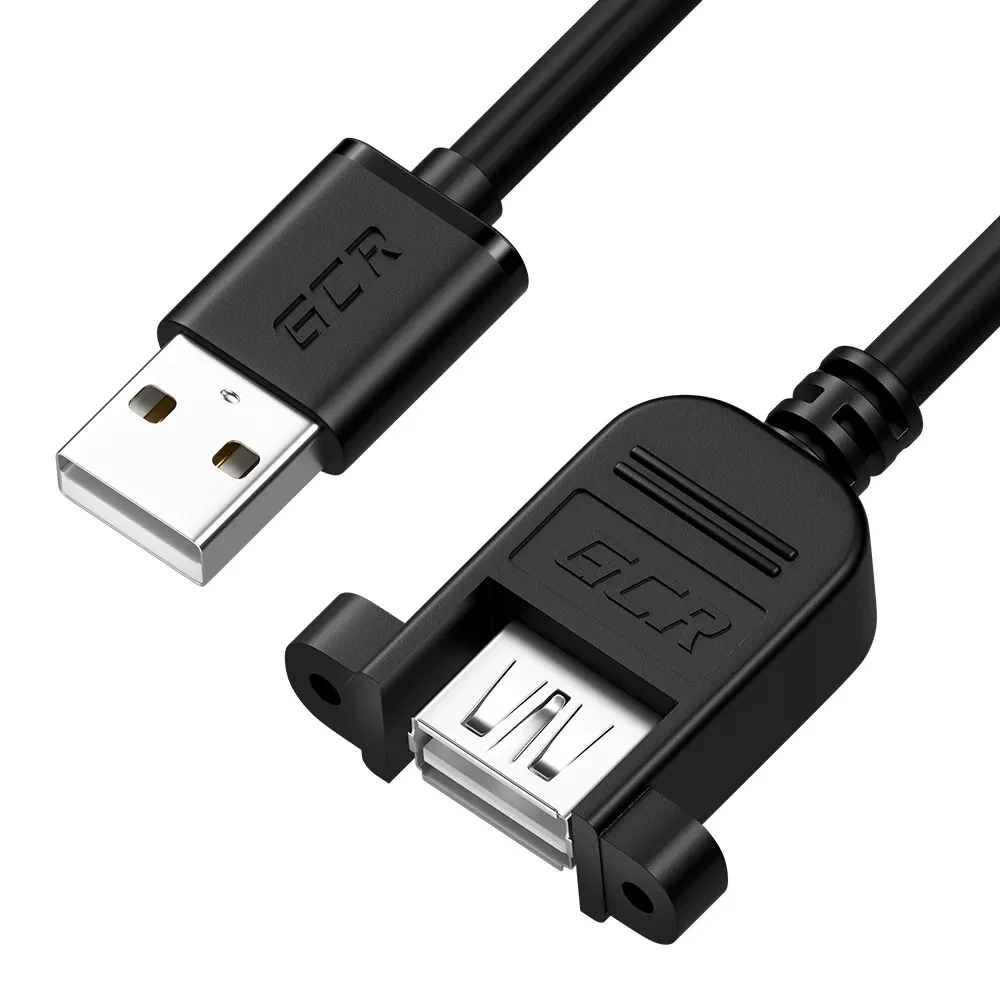 Удлинитель USB 2.0 AM на AF, 1 м., крепление под винт, черный Удлинитель USB 2.0 AM на AF, 1 м., крепление под винт, черный