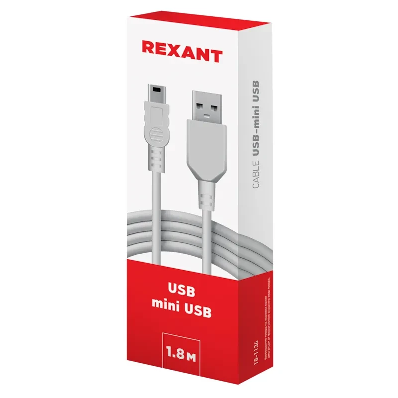 Кабель USB-mini USB/PVC/white/1,8м, Кабель USB-mini USB/PVC/white/1,8м,