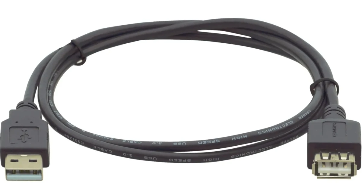 Кабель USB-A 2.0 M на USB-A F, 0.9 м., черный Кабель USB-A 2.0 M на USB-A F, 0.9 м., черный