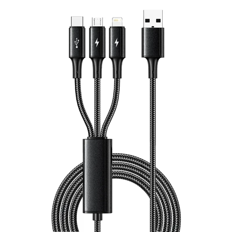 Кабель USB 3в1 Type-С, Lightning, micro USB, черный Кабель USB 3в1 Type-С, Lightning, micro USB, черный