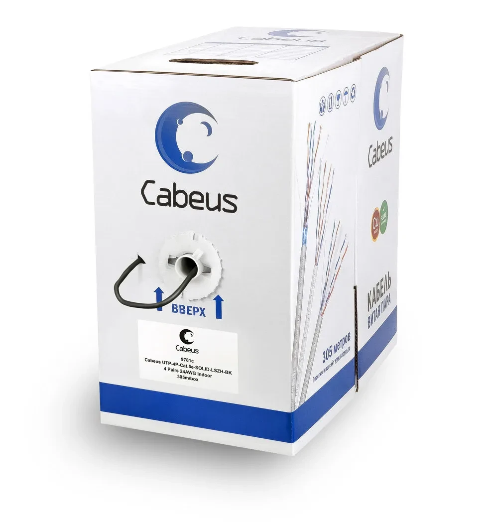 Кабель витая пара UTP-4P-Cat.5e-SOLID-LSZH-BK UTP (U/UTP), категория 5e, 4 пары (24 AWG), одножильный, черный, LSZH, нг(А)-HF, (305 м), системная гарантия 25 лет. Кабель витая пара UTP-4P-Cat.5e-SOLID-LSZH-BK UTP (U/UTP), категория 5e, 4 пары (24 AWG), одножильный, черный, LSZH, нг(А)-HF, (305 м), системная гарантия 25 лет.