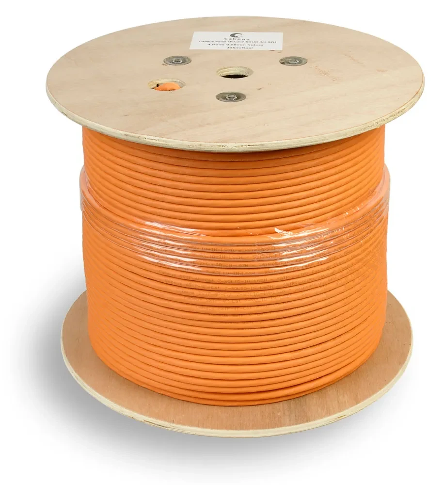 Кабель витая пара SSTP-4P-Cat.7-SOLID-IN-LSZH экранированнаяSSTP (S/FTP), категория 7 , 4 пары (23 AWG), одножильный (solid), LSZH, нг(А)-HF, (305 м) Кабель витая пара SSTP-4P-Cat.7-SOLID-IN-LSZH экранированнаяSSTP (S/FTP), категория 7 , 4 пары (23 AWG), одножильный (solid), LSZH, нг(А)-HF, (305 м)