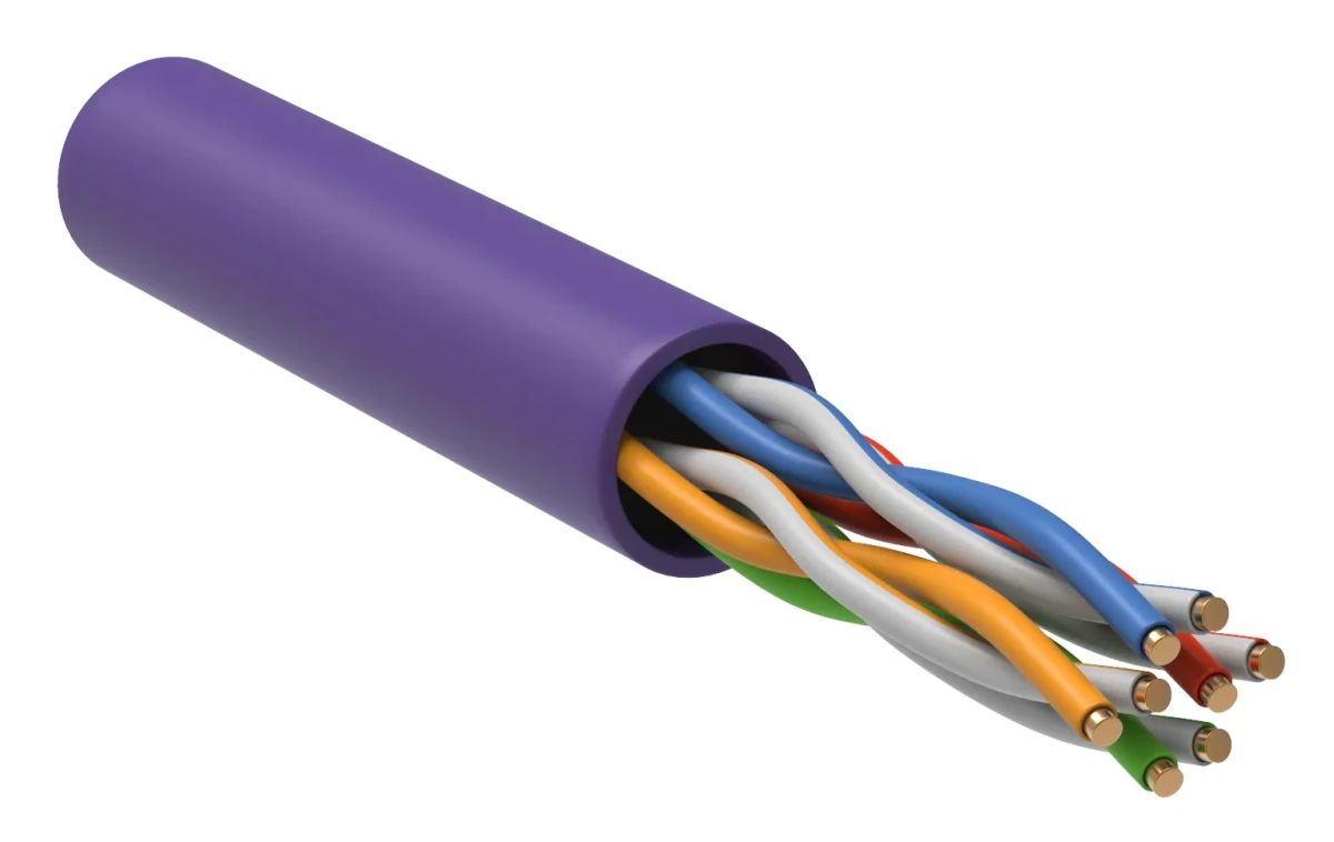 Витая пара U/UTP кат.5E 4х2х24AWG solid LSZH 305м фиолетовый Витая пара U/UTP кат.5E 4х2х24AWG solid LSZH 305м фиолетовый