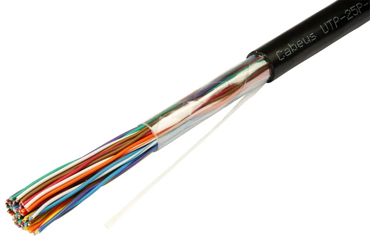 Кабель витая пара UTP-25P-Cat.3-OUT UTP (U/UTP), категория 3, 25 пар (24 AWG), одножильный (solid), для внешней прокладки, UV PE Кабель витая пара UTP-25P-Cat.3-OUT UTP (U/UTP), категория 3, 25 пар (24 AWG), одножильный (solid), для внешней прокладки, UV PE