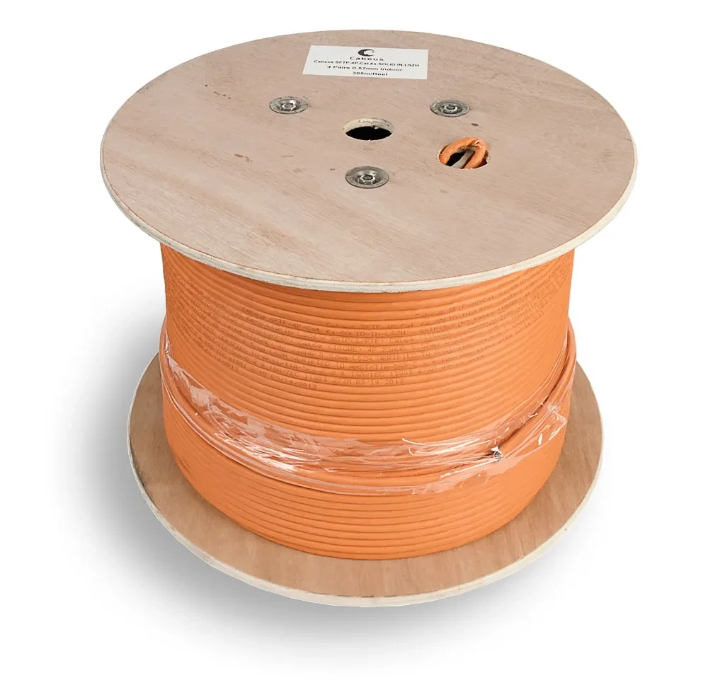 Кабель витая пара SFTP-4P-Cat.6a-SOLID-IN-LSZH, категория 6a (10GBE) S/FTP, 4 пары (23 AWG), одножильный (solid), каждая пара в экране, общий экран - сетка, LSZH, нг(А)-HF, (305 м) Кабель витая пара SFTP-4P-Cat.6a-SOLID-IN-LSZH, категория 6a (10GBE) S/FTP, 4 пары (23 AWG), одножильный (solid), каждая пара в экране, общий экран - сетка, LSZH, нг(А)-HF, (305 м)