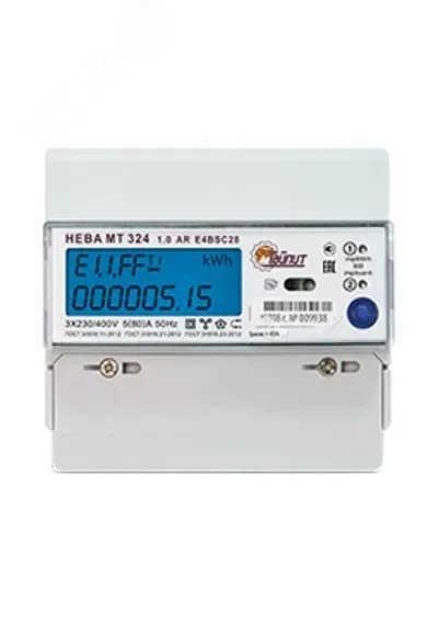 Счетчик электроэнергии НЕВА МТ 324 1.0 AR E4BSC28 трехфазный многотарифный 5(80) класс точности 1.0/2.0 D ЖКИ RS485 регион 63 Счетчик электроэнергии НЕВА МТ 324 1.0 AR E4BSC28 трехфазный многотарифный 5(80) класс точности 1.0/2.0 D ЖКИ RS485 регион 63