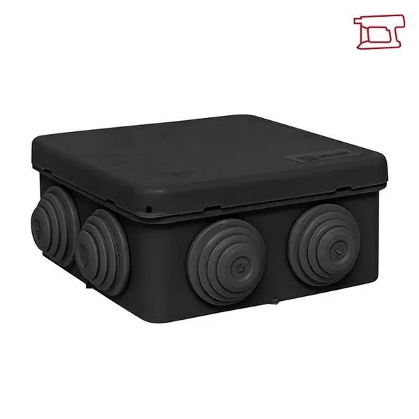 Коробка распаячная КМР-030-031 с крышкой (80х80х50) 7 мембранных вводов чёрная IP54 Коробка распаячная КМР-030-031 с крышкой (80х80х50) 7 мембранных вводов чёрная IP54