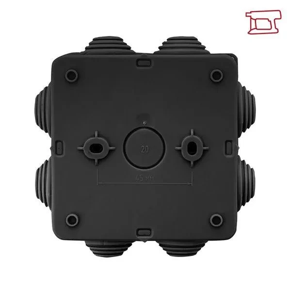 Коробка распаячная КМР-030-031 с крышкой (80х80х50) 7 мембранных вводов чёрная IP54 Коробка распаячная КМР-030-031 с крышкой (80х80х50) 7 мембранных вводов чёрная IP54