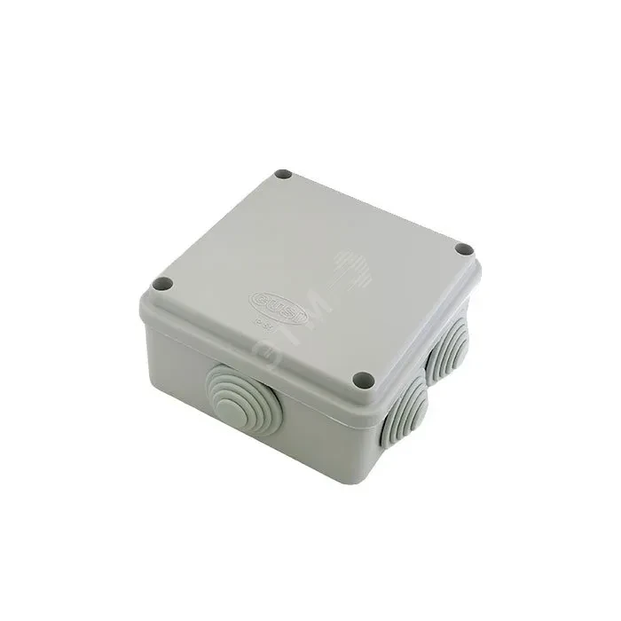 Коробка распределительная 100х100х50 (6 муфт д32), крышка на винтах, IP55, ОП, серый Коробка распределительная 100х100х50 (6 муфт д32), крышка на винтах, IP55, ОП, серый