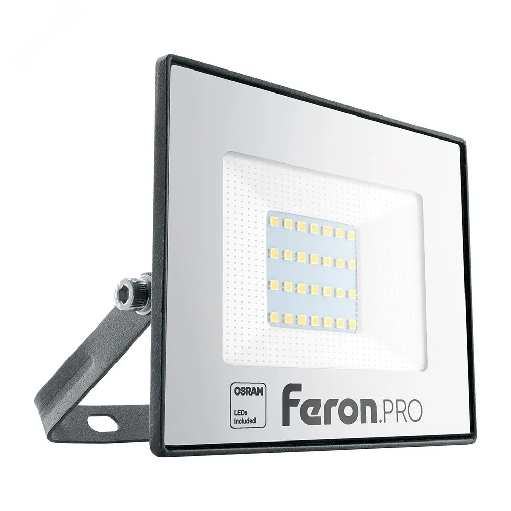 Прожектор светодиодный ДО-30w 6400К 3000Лм IP65 черный Feron.PRO Прожектор светодиодный ДО-30w 6400К 3000Лм IP65 черный Feron.PRO