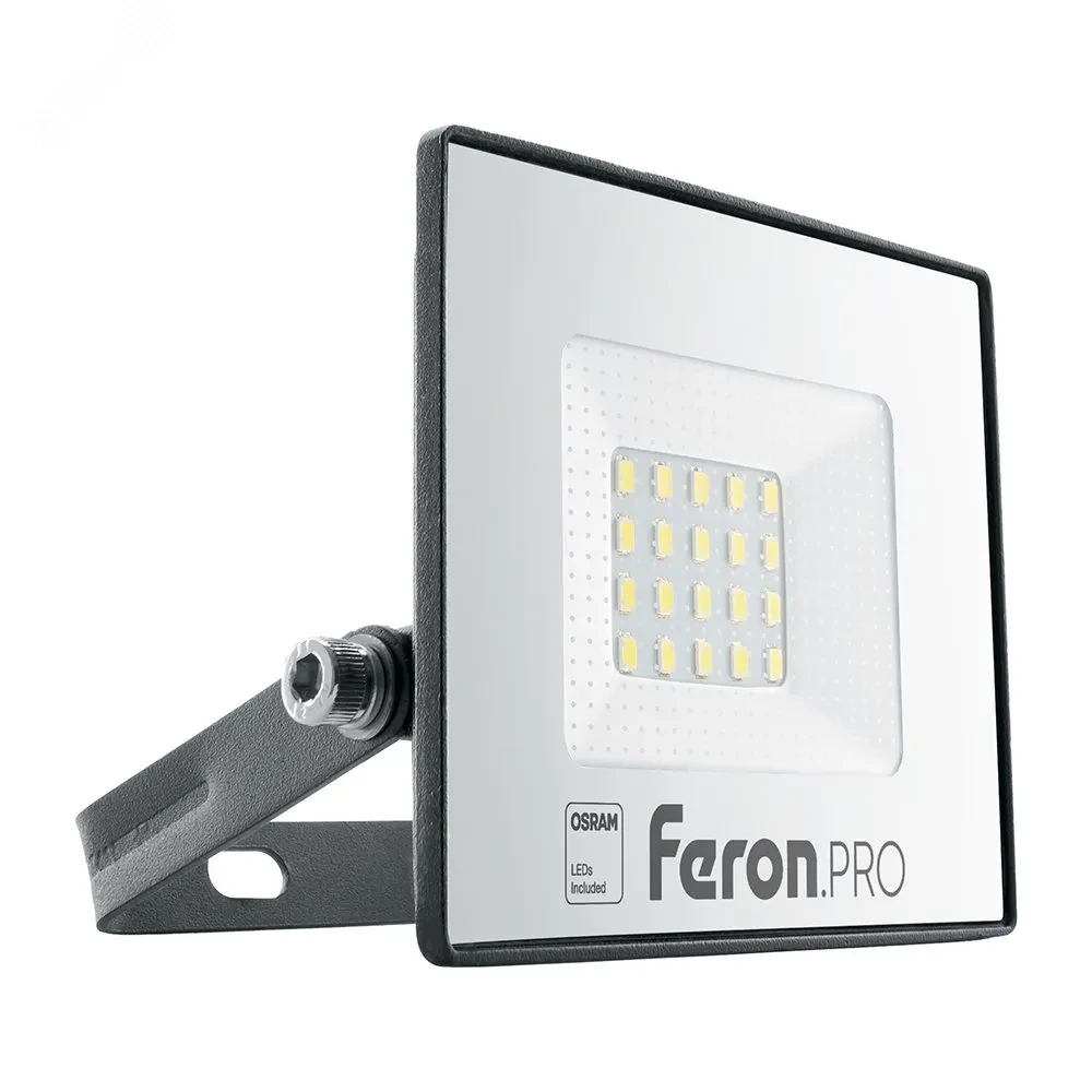 Прожектор светодиодный ДО-20w 6400К 1600Лм IP65 черный Feron.PRO Прожектор светодиодный ДО-20w 6400К 1600Лм IP65 черный Feron.PRO