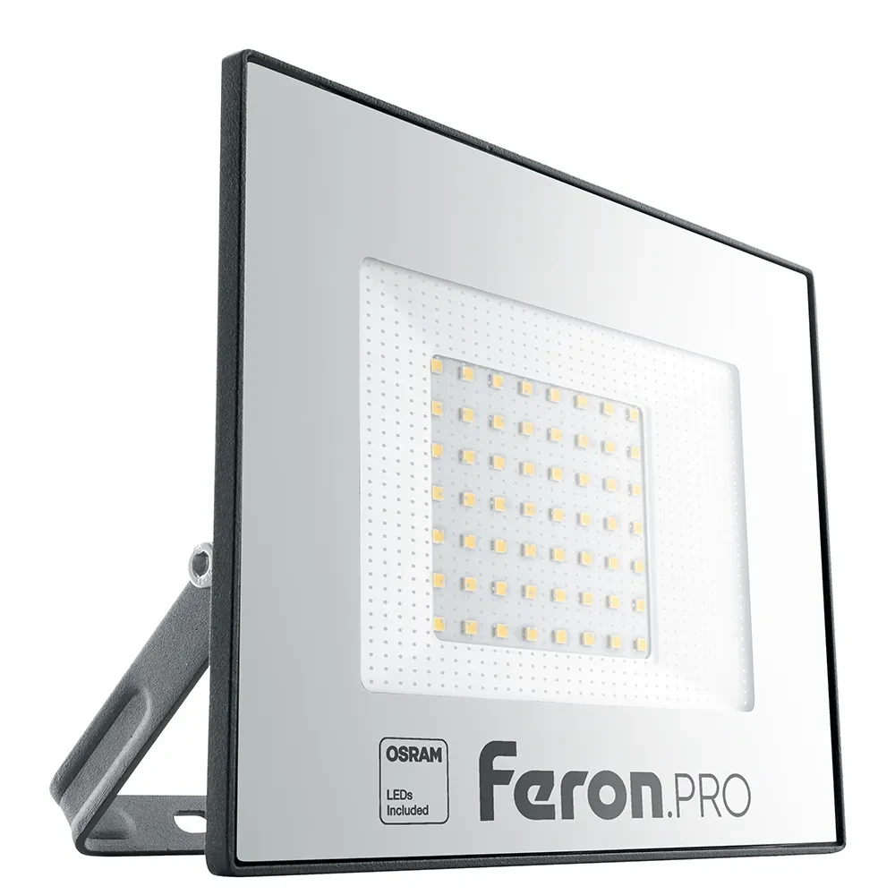 Прожектор светодиодный ДО-50w 6400К 5000Лм IP65 черный Feron.PRO Прожектор светодиодный ДО-50w 6400К 5000Лм IP65 черный Feron.PRO