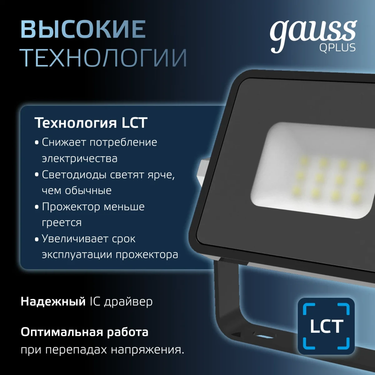 Прожектор светодиодный ДО 10 Вт 6500К 1100 лм 200-240В IP65 82х28х100мм Алюминий матрированное закаленное стекло Qplus Gauss Прожектор светодиодный ДО 10 Вт 6500К 1100 лм 200-240В IP65 82х28х100мм Алюминий матрированное закаленное стекло Qplus Gauss
