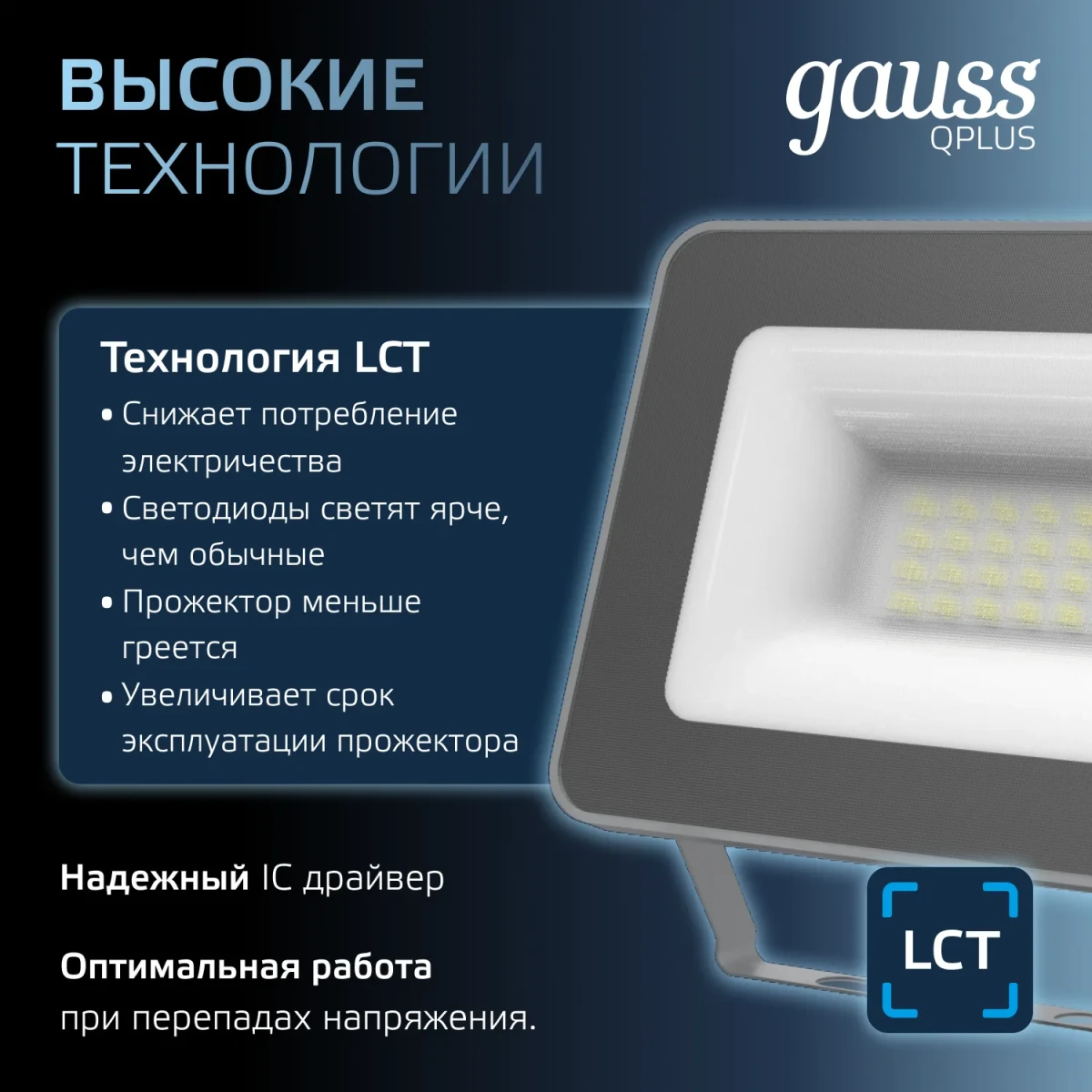 Прожектор светодиодный ДО 20 Вт 6500К 2100 лм 200-240В IP65 102х28х125мм Алюминий матрированное закаленное стекло Qplus Gauss Прожектор светодиодный ДО 20 Вт 6500К 2100 лм 200-240В IP65 102х28х125мм Алюминий матрированное закаленное стекло Qplus Gauss