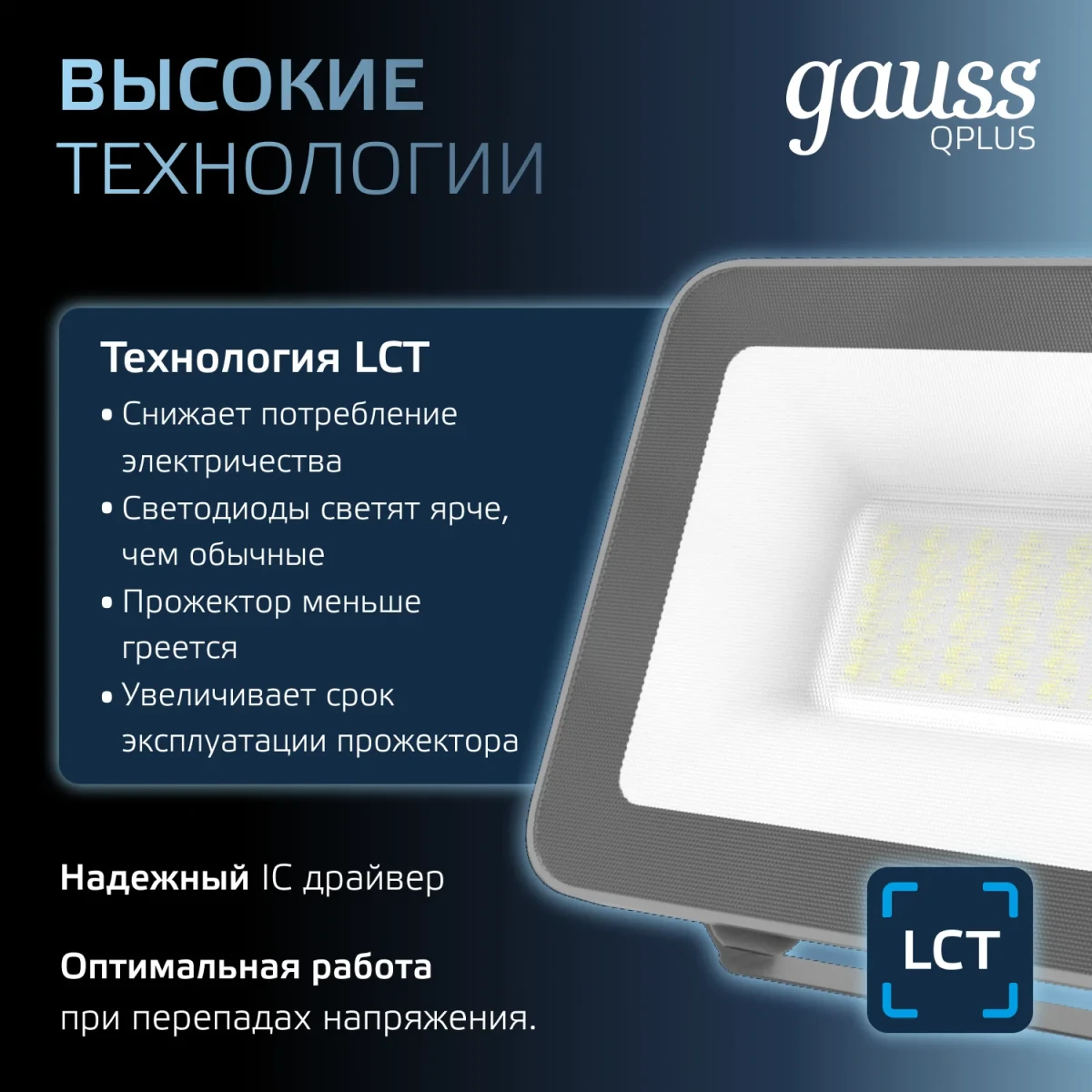 Прожектор светодиодный ДО 30 Вт 6500К 3150 лм 200-240В IP65 128х28х160мм Алюминий матрированное закаленное стекло Qplus Gauss Прожектор светодиодный ДО 30 Вт 6500К 3150 лм 200-240В IP65 128х28х160мм Алюминий матрированное закаленное стекло Qplus Gauss