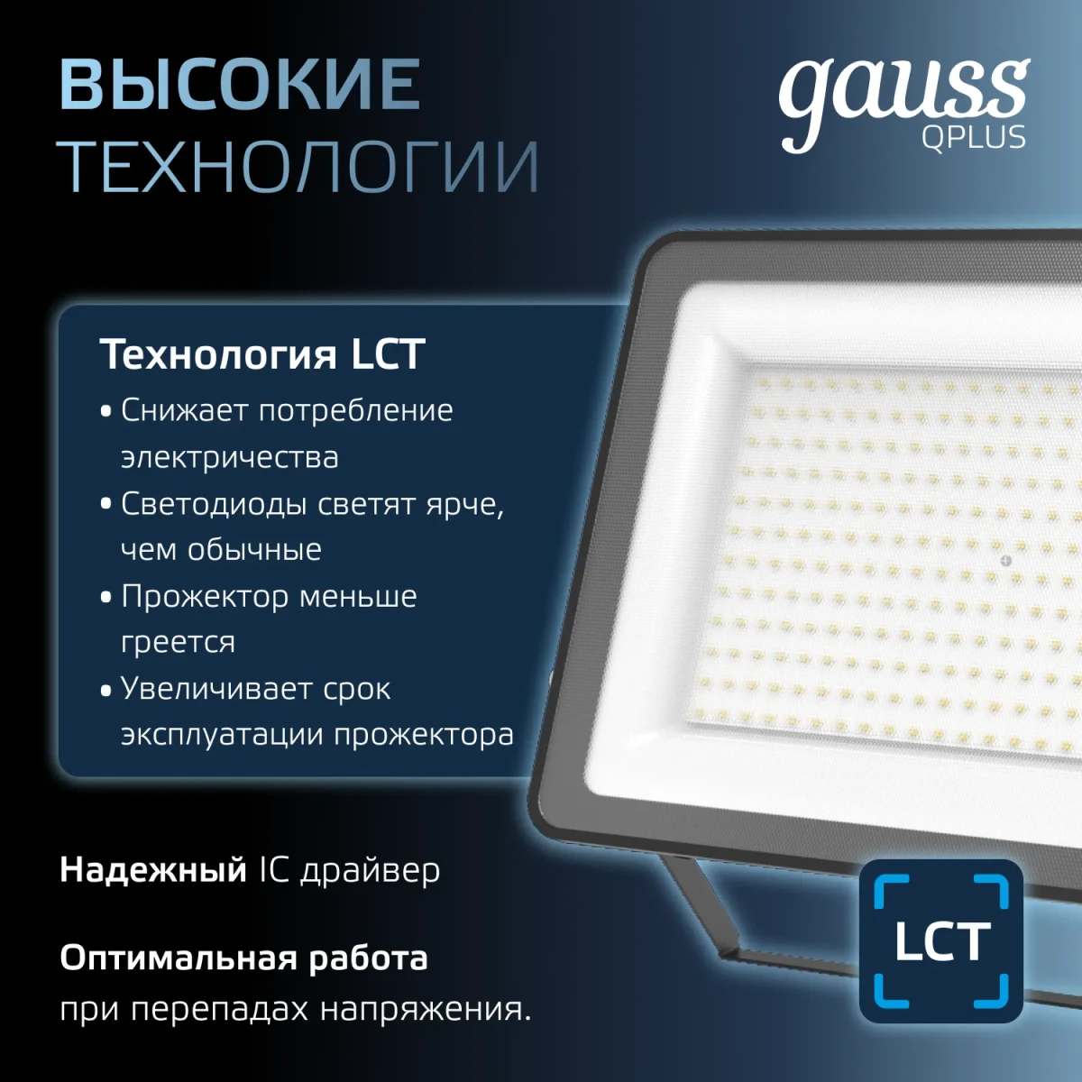 Прожектор светодиодный ДО 200 Вт 6500К 24000 лм 175-265В IP65 290х32х400мм Алюминий матрированное закаленное стекло Qplus Gauss Прожектор светодиодный ДО 200 Вт 6500К 24000 лм 175-265В IP65 290х32х400мм Алюминий матрированное закаленное стекло Qplus Gauss