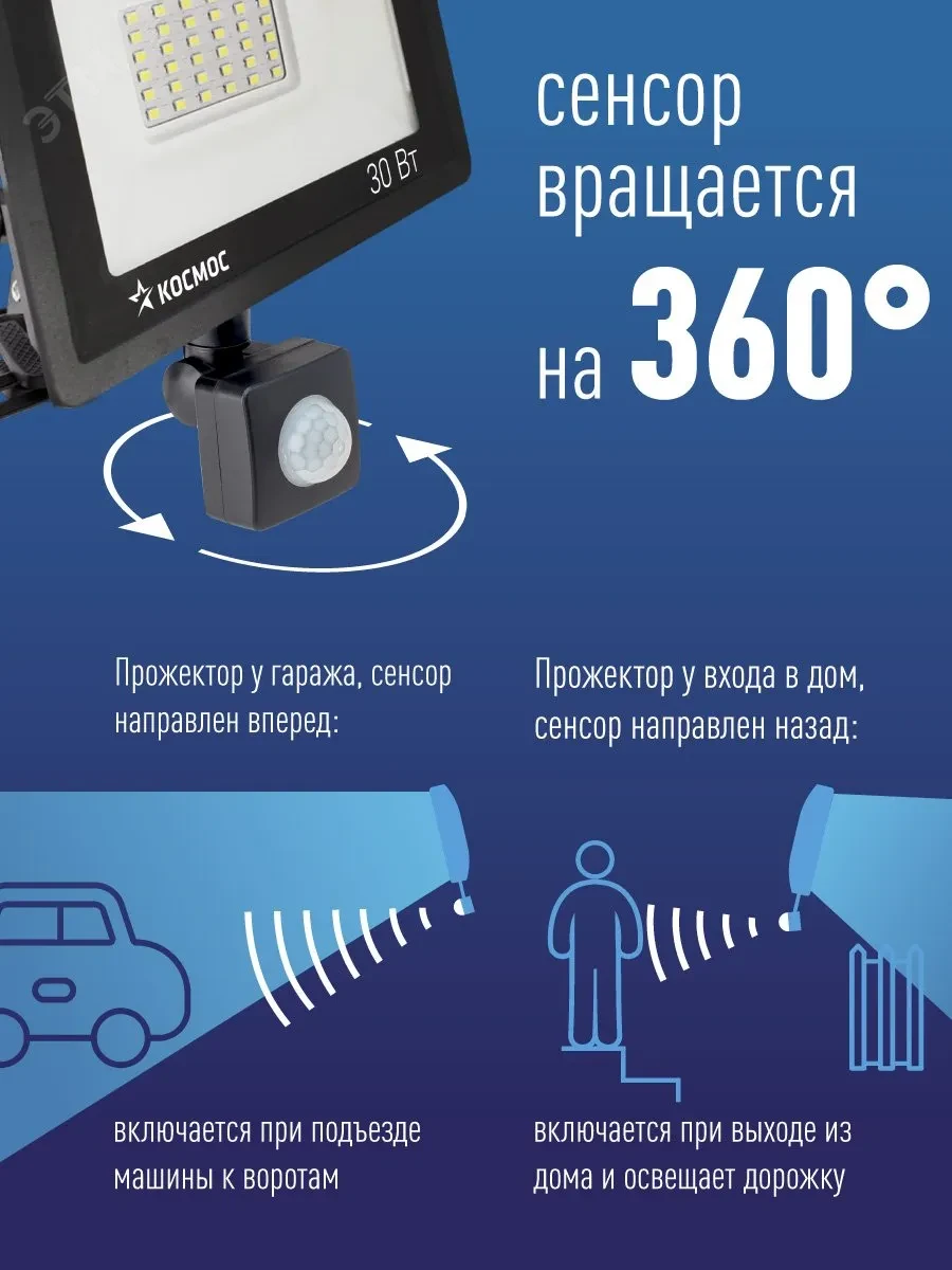 Прожектор светодиодный ДО-20Вт с ИК-Датчиком 6500К1600Лм IP65 Прожектор светодиодный ДО-20Вт с ИК-Датчиком 6500К1600Лм IP65