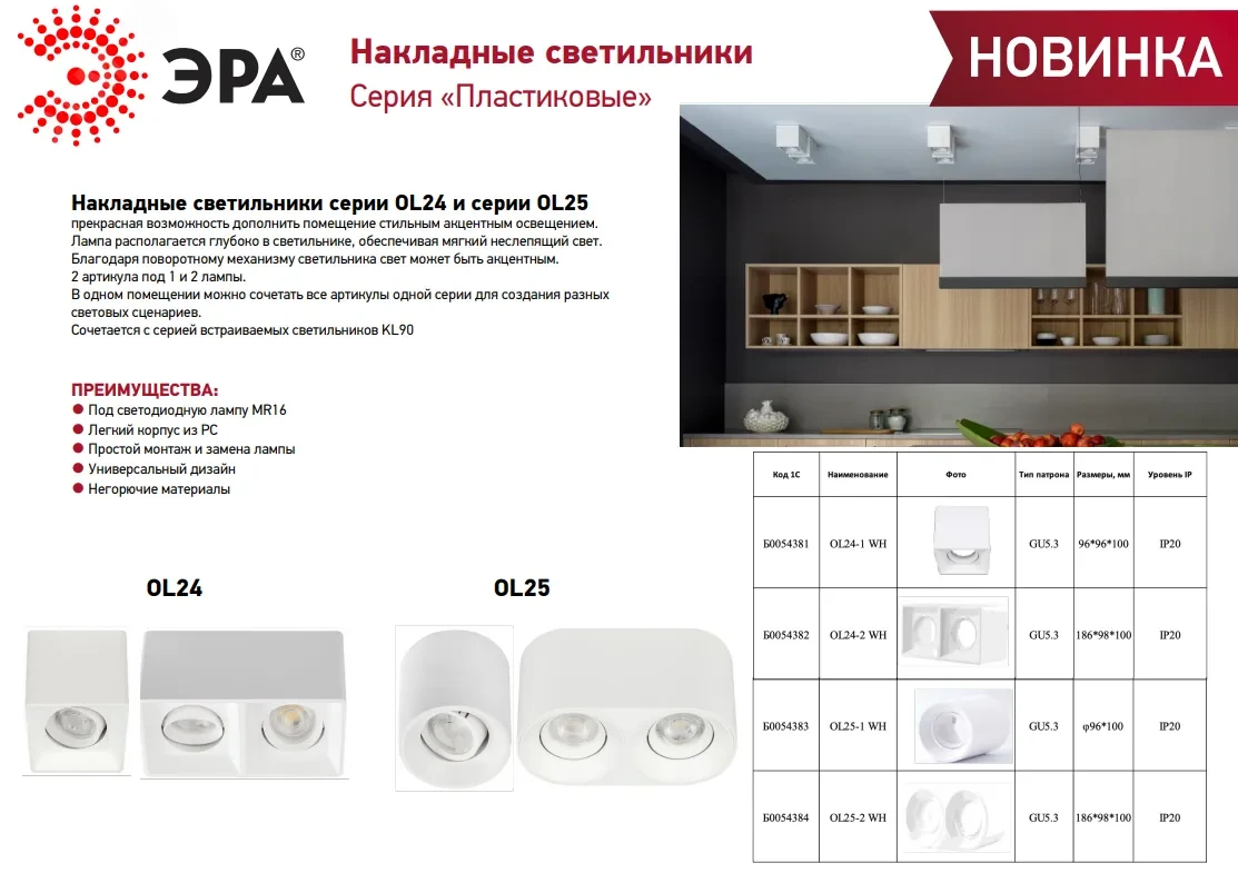Светильник настенно-потолочный спот OL24-1 WH MR16/GU5.3, белый, поворотный лампа MR16 ( в комплект не входит) Светильник настенно-потолочный спот OL24-1 WH MR16/GU5.3, белый, поворотный лампа MR16 ( в комплект не входит)