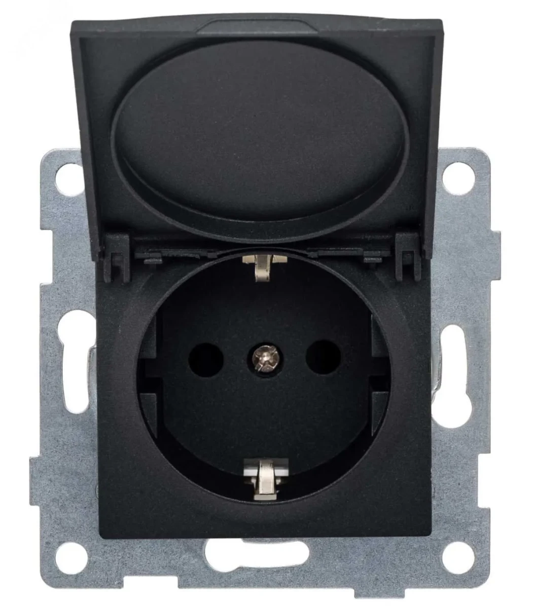 GUSI Ugra МЕХАНИЗМ Розетки одинарной с заземлением с защитной шторкой и крышкой, в комплекте с кожухом IP44 К502, скрытая установка, 16А, 250В. Цвет графит GUSI Ugra МЕХАНИЗМ Розетки одинарной с заземлением с защитной шторкой и крышкой, в комплекте с кожухом IP44 К502, скрытая установка, 16А, 250В. Цвет графит