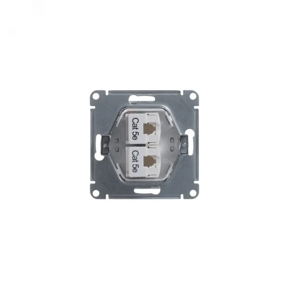 Розетка Glossa двойная компьютерная RJ45 + RJ45 кат.5E механизм белый Розетка Glossa двойная компьютерная RJ45 + RJ45 кат.5E механизм белый