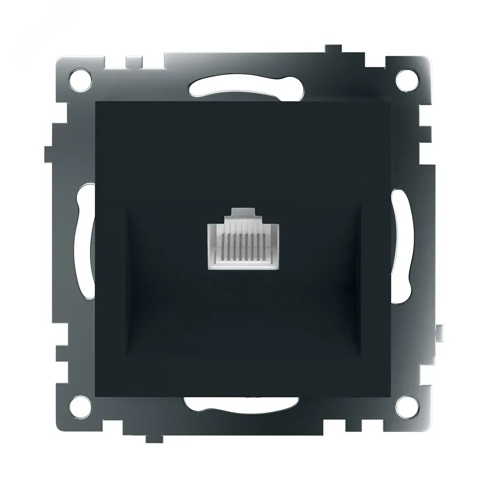 Розетка компьютерная 1-местная RJ-45, серия Катрин, черный, Розетка компьютерная 1-местная RJ-45, серия Катрин, черный,