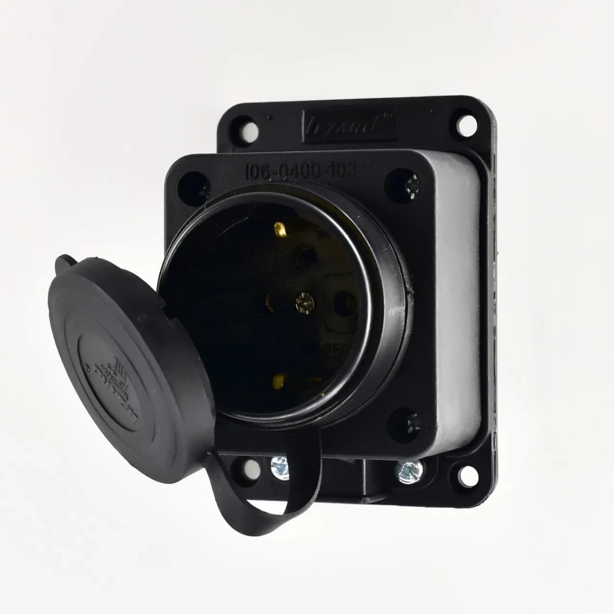 Розетка прямая 1х2Р+РЕ 1х16А 220v (каучук) Розетка прямая 1х2Р+РЕ 1х16А 220v (каучук)
