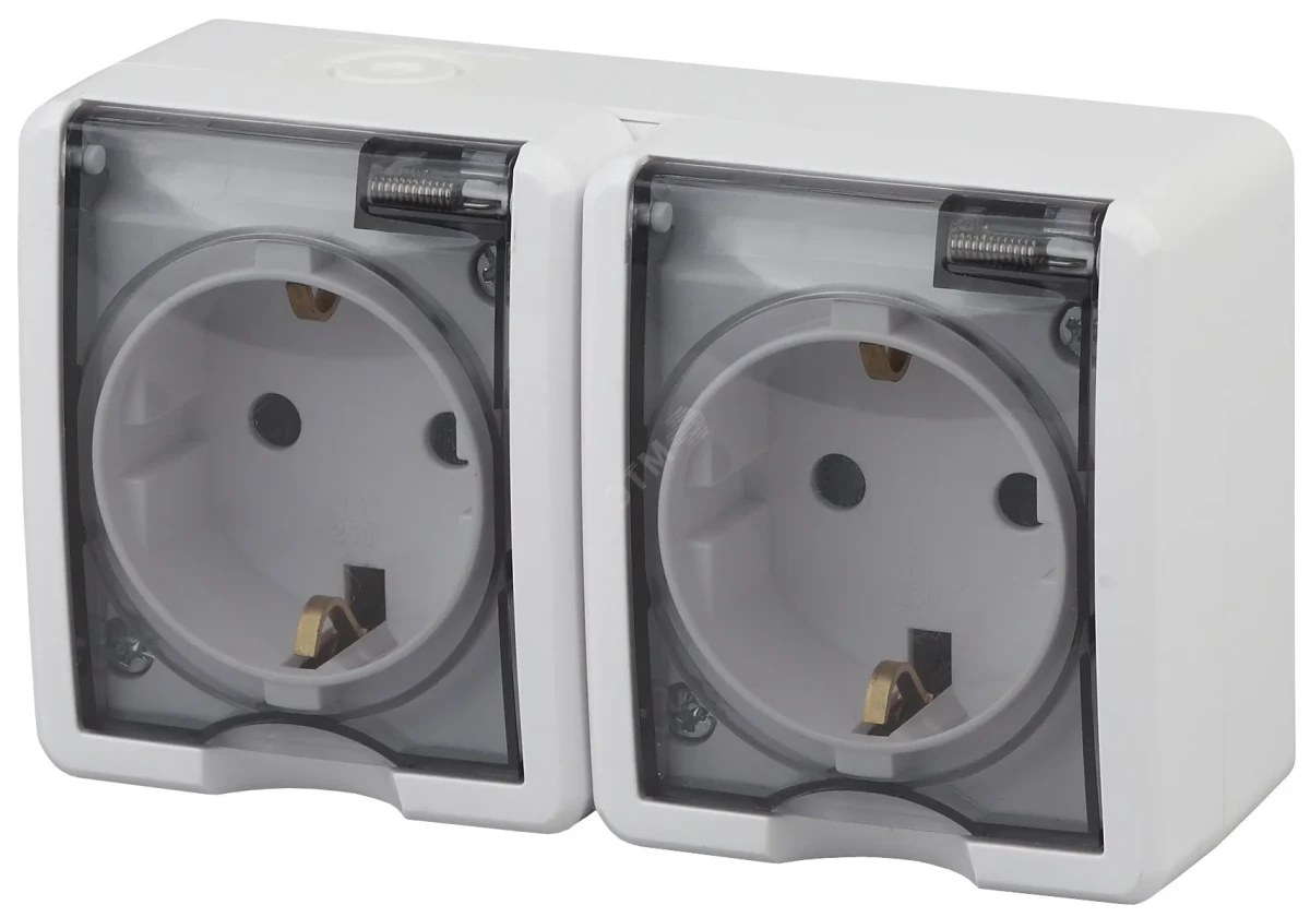 Розетка 2х2P+E IP54, шторки, 16A-250В, ОУ, Эра Эксперт, белый, 11-2404-01 Розетка 2х2P+E IP54, шторки, 16A-250В, ОУ, Эра Эксперт, белый, 11-2404-01