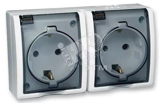 15 Aqua Розетка двойная 2Р+Е Schuko с крышками полупр. IP54 16А 250В винтовой зажим S15A белый 15 Aqua Розетка двойная 2Р+Е Schuko с крышками полупр. IP54 16А 250В винтовой зажим S15A белый