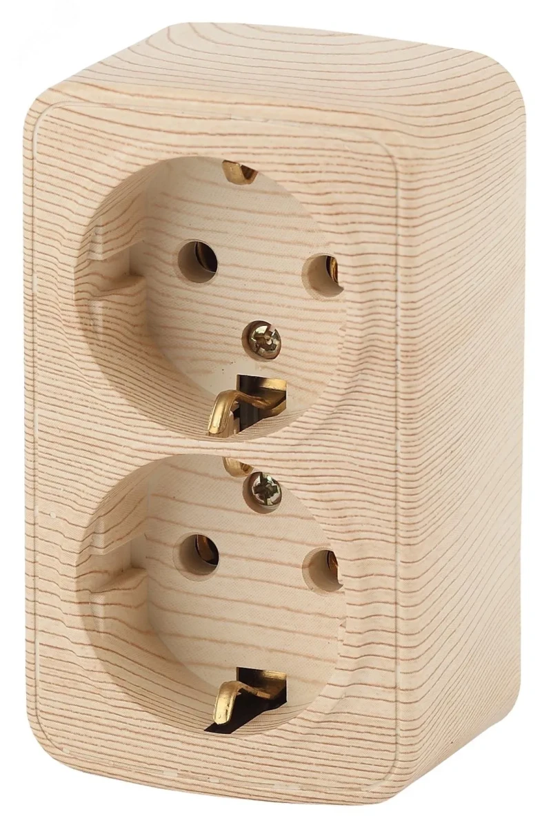 Розетка 2х2P+E Schuko, 16A-250В, ОУ, Polo, сосна, 3-204-11 Розетка 2х2P+E Schuko, 16A-250В, ОУ, Polo, сосна, 3-204-11