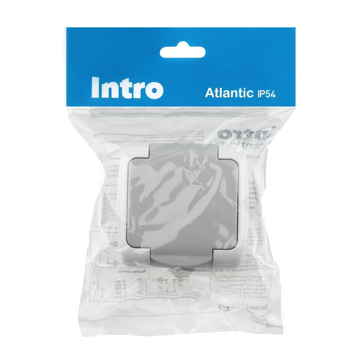 Розетка Intro Atlantic 5-201-03 с заземлением 2P+E Schuko, 16А-250В, IP54, открытой установки, серый Розетка Intro Atlantic 5-201-03 с заземлением 2P+E Schuko, 16А-250В, IP54, открытой установки, серый