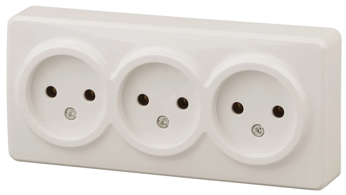 Розетка 3х2P, 16A-250В, ОУ, Эра Эксперт, сл.кость, 11-2207-02 Розетка 3х2P, 16A-250В, ОУ, Эра Эксперт, сл.кость, 11-2207-02