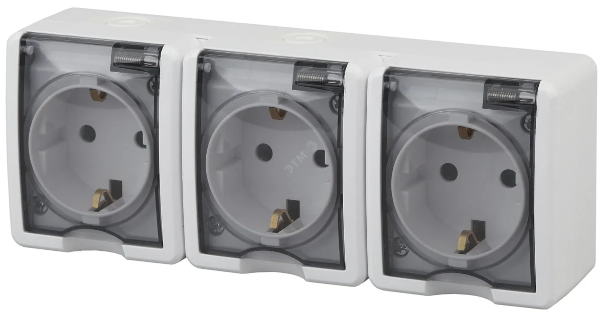 Розетка 3х2P+E IP54, шторки, 16A-250В, ОУ, Эра Эксперт, белый, 11-2406-01 Розетка 3х2P+E IP54, шторки, 16A-250В, ОУ, Эра Эксперт, белый, 11-2406-01