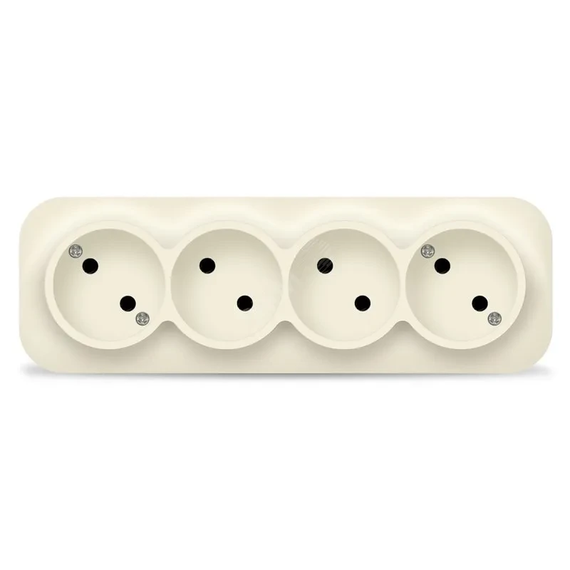 Розетка четырехместная серия IONICH, б/з, о/у, 16А, 220В, слоновая кость (ivory) Розетка четырехместная серия IONICH, б/з, о/у, 16А, 220В, слоновая кость (ivory)