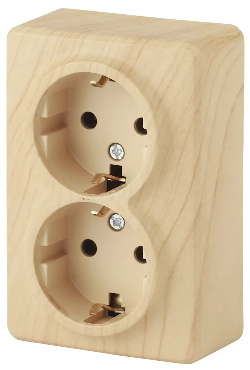 Розетка 2х2P+E Schuko, 16A-250В, ОУ, Эра Эксперт, сосна, 11-2205-11 Розетка 2х2P+E Schuko, 16A-250В, ОУ, Эра Эксперт, сосна, 11-2205-11