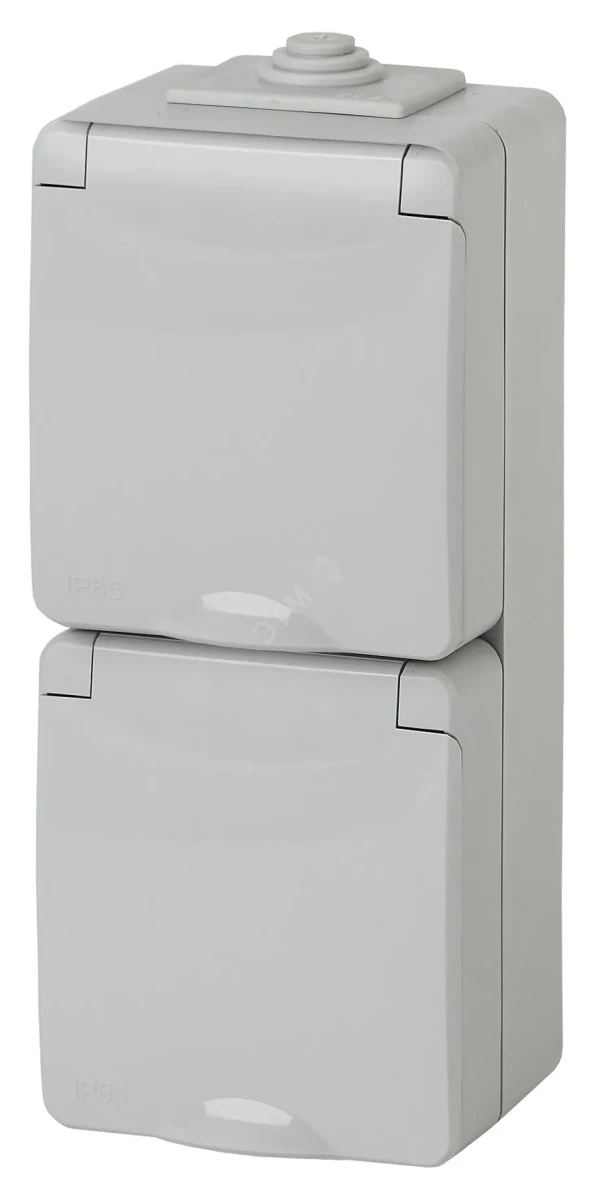 Розетка 2х2P+E верт. IP65, шторки, 16A-250В, ОУ, Эра Эксперт, серый, 11-2608-03 Розетка 2х2P+E верт. IP65, шторки, 16A-250В, ОУ, Эра Эксперт, серый, 11-2608-03