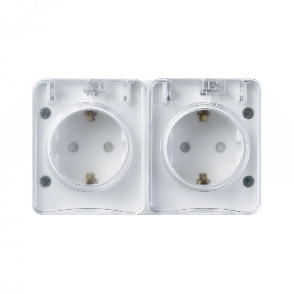 AtlasDesign Profi54 розетка двойная с заземлением со шторками IP54 16А 250B, БЕЛЫЙ, Россия AtlasDesign Profi54 розетка двойная с заземлением со шторками IP54 16А 250B, БЕЛЫЙ, Россия
