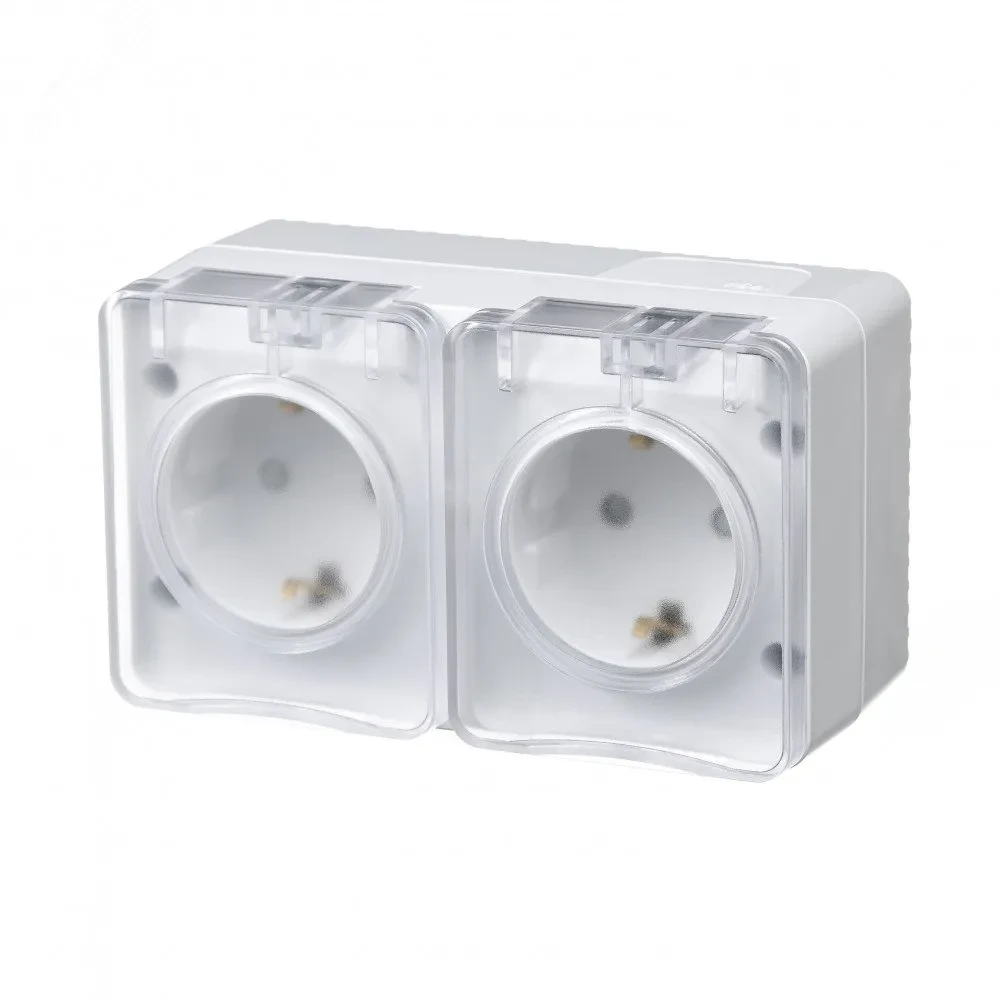 AtlasDesign Profi54 розетка двойная с заземлением со шторками IP54 16А 250B, БЕЛЫЙ, Россия AtlasDesign Profi54 розетка двойная с заземлением со шторками IP54 16А 250B, БЕЛЫЙ, Россия