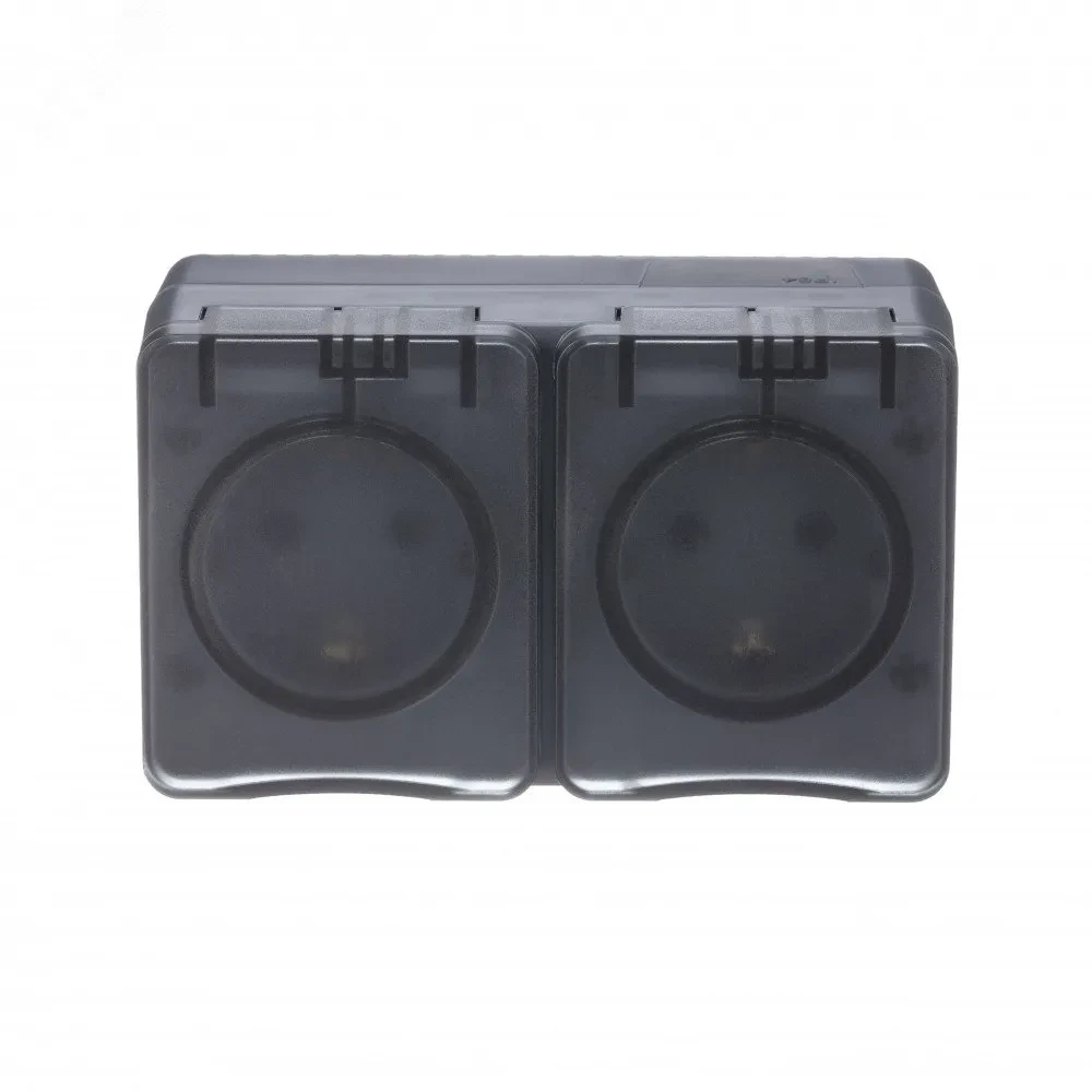 AtlasDesign Profi54 розетка двойная с заземлением со шторками IP54 16А 250B, АНТРАЦИТ, Россия AtlasDesign Profi54 розетка двойная с заземлением со шторками IP54 16А 250B, АНТРАЦИТ, Россия