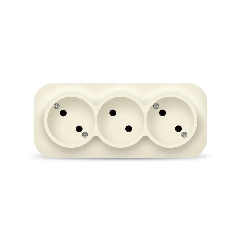 Розетка трехместная серия IONICH, б/з, о/у, 16А, 220В, слоновая кость (ivory) Розетка трехместная серия IONICH, б/з, о/у, 16А, 220В, слоновая кость (ivory)
