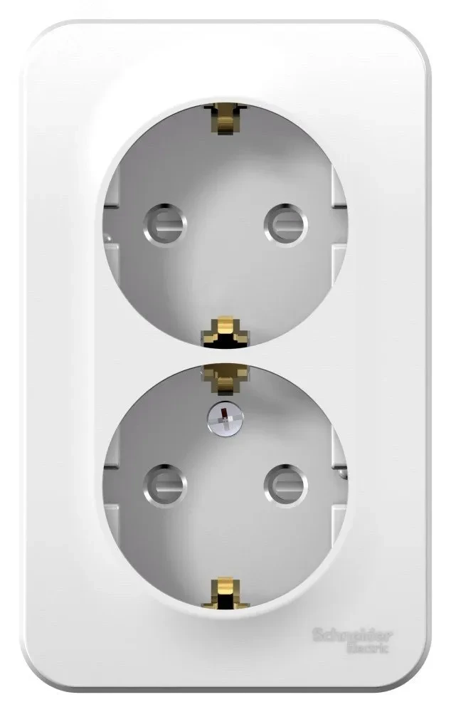 Розетка BLANCA наружная двойная, с заземлением, со шторками, с изолирующей пластиной, 16А, 250В, белый Розетка BLANCA наружная двойная, с заземлением, со шторками, с изолирующей пластиной, 16А, 250В, белый