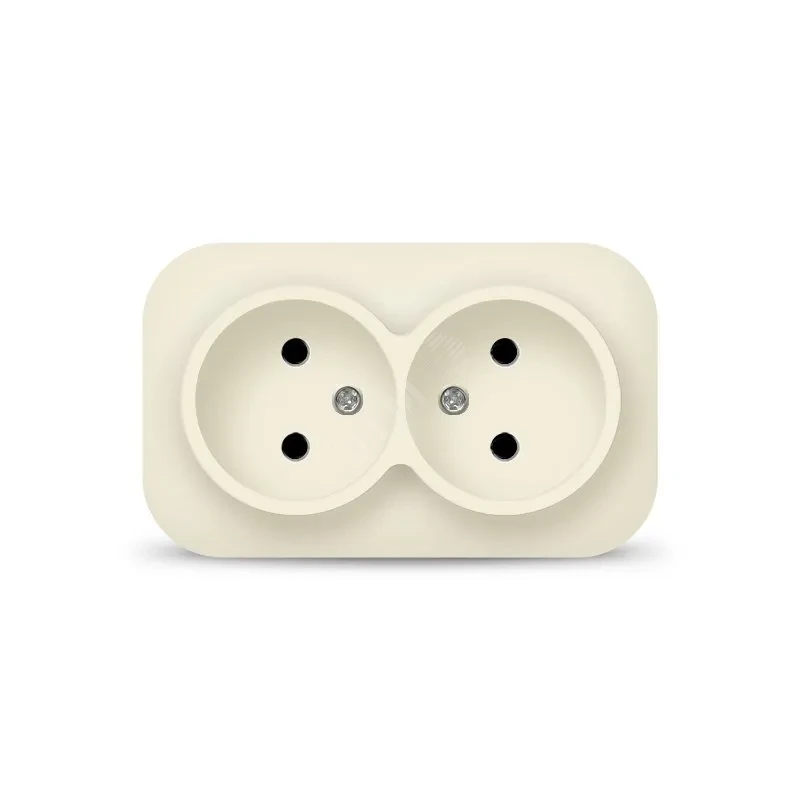 Розетка двухместная серия IONICH, б/з, о/у, 16А, 220В, слоновая кость (ivory) Розетка двухместная серия IONICH, б/з, о/у, 16А, 220В, слоновая кость (ivory)