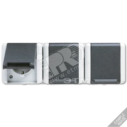 Розетка тройная горизонтальная SCHUKO 16A 250V накладная IP44 Розетка тройная горизонтальная SCHUKO 16A 250V накладная IP44
